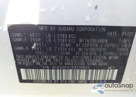 2025 Subaru Crosstrek Sport from USA, damaged, VIN 4S4GUHF67S3718848